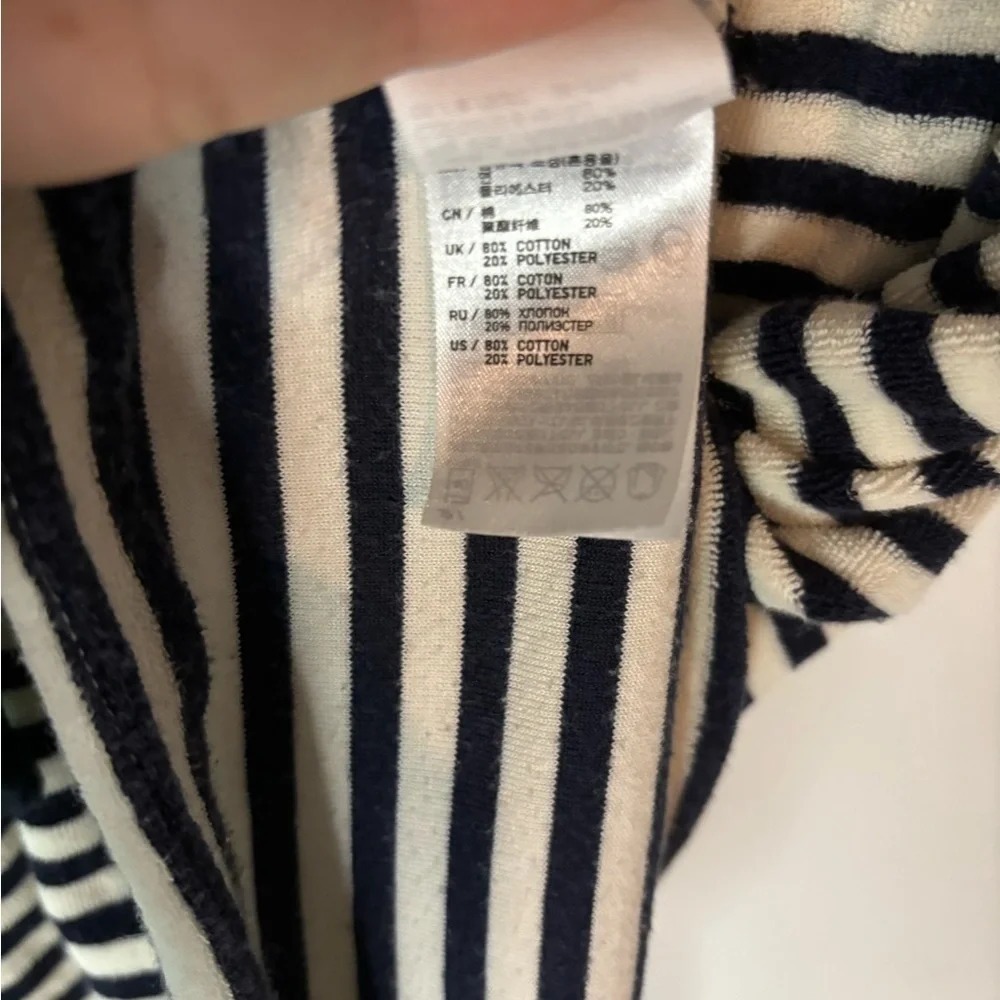 Uniqlo Womens Med Navy White Terry Cloth Striped Dress Pockets Drawstring Swim - Picture 4 of 6